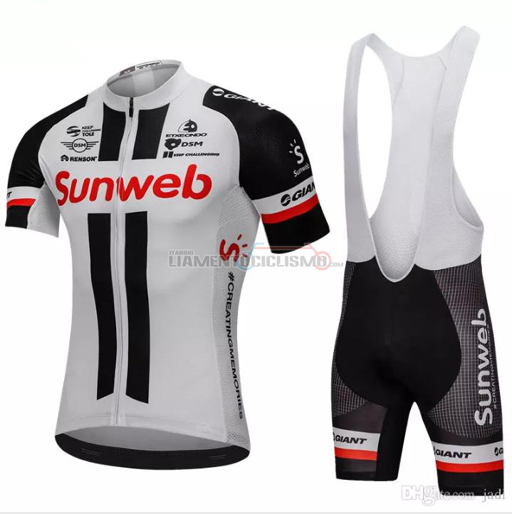 Abbigliamento Ciclismo Sunweb Manica Corta 2018 Grigio e Nero